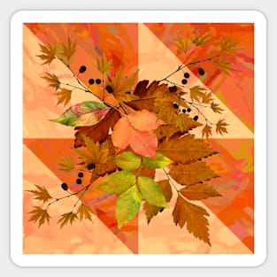 Autumn Leaves on Marbled Shapes Sticker